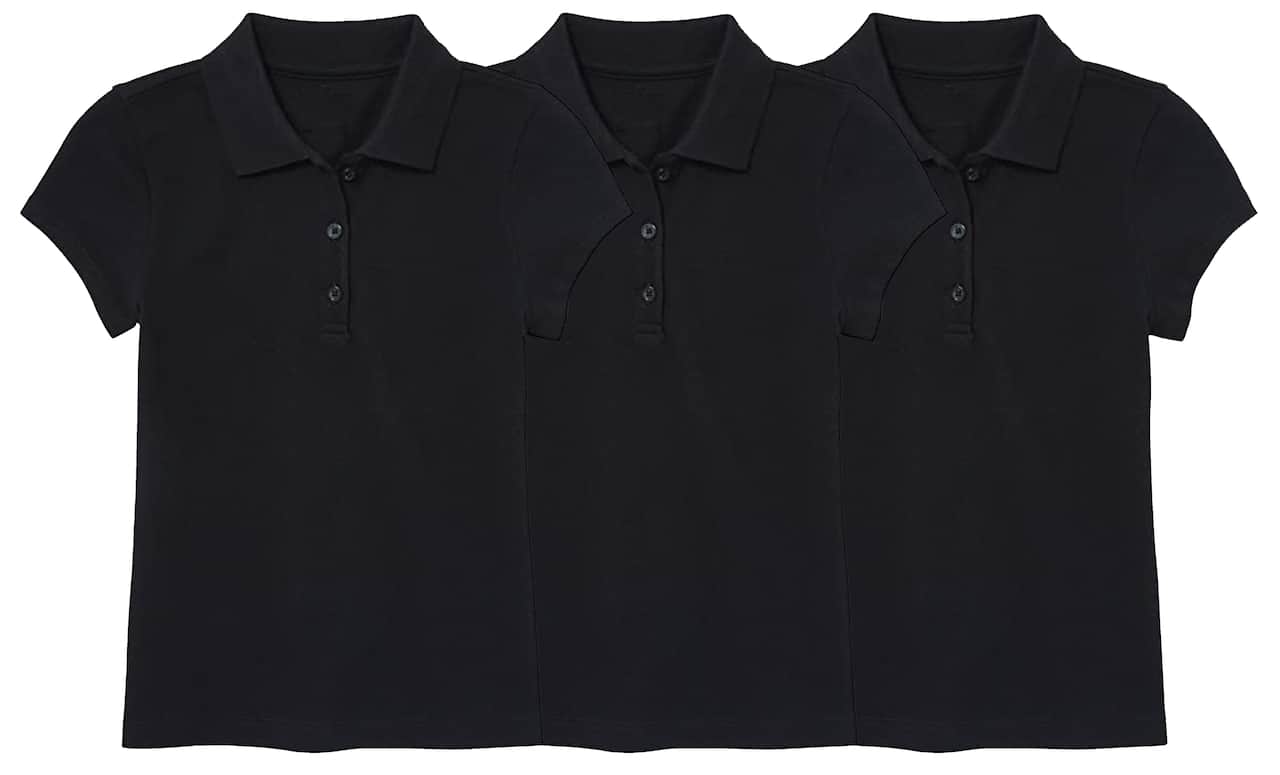 Galaxy by Harvic Short Sleeve Stretch Girl’s Pique Polo Shirt 3 Pack